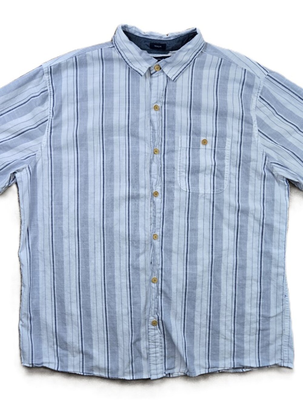 Even Tide White Blue Stripe Resort Short Sleeve Button Up Men's Xtra Large Tall
